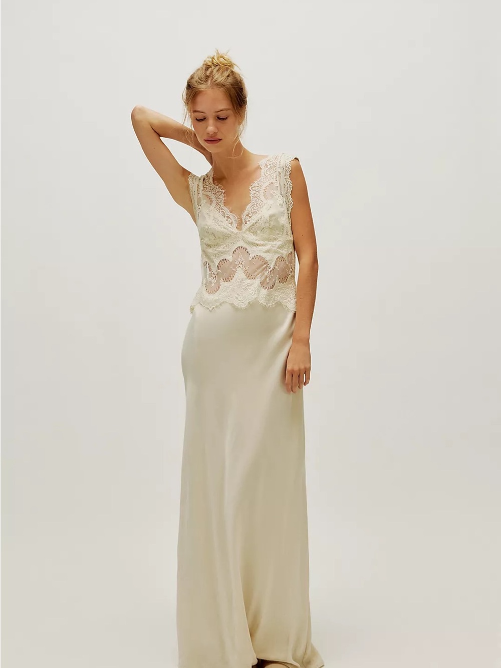 Third Form VISIONS LACE FLOOR LENGTH DRESS | Butter Cream